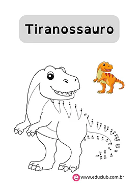 Ligue os pontos dinossauro para 1º Ano, 2º Ano de Artes, Desenhos, Números, Matemática - Material educacional
